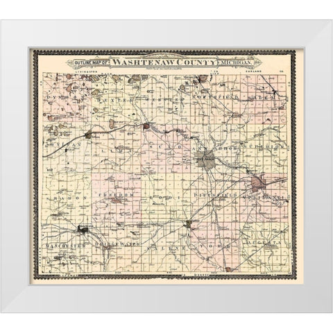 Washetenaw Michigan - Ogle 1895 White Modern Wood Framed Art Print by Ogle