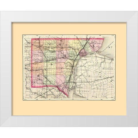 Wayne Michigan - Walling 1873 White Modern Wood Framed Art Print by Walling
