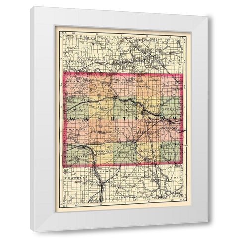 Washtenaw Michigan - Walling 1873 White Modern Wood Framed Art Print by Walling