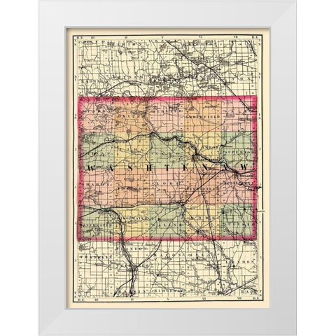 Washtenaw Michigan - Walling 1873 White Modern Wood Framed Art Print by Walling
