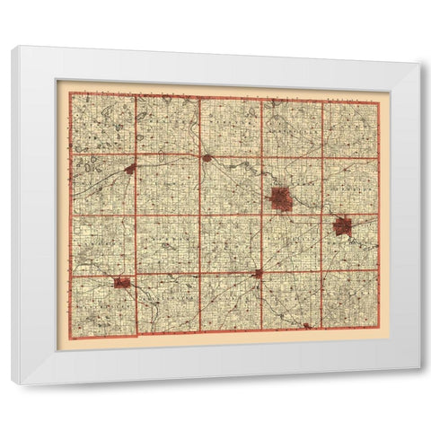 Washtenaw County Michigan - Dickson 1896  White Modern Wood Framed Art Print by Dickson