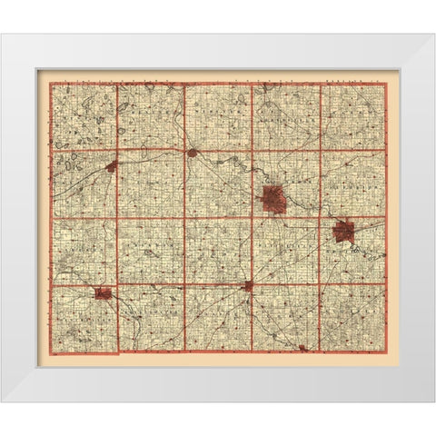 Washtenaw County Michigan - Dickson 1896  White Modern Wood Framed Art Print by Dickson