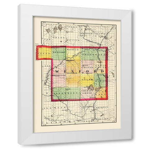 Wexford Michigan - Walling 1873 White Modern Wood Framed Art Print by Walling