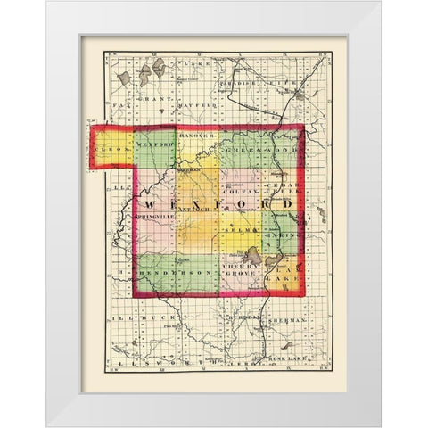 Wexford Michigan - Walling 1873 White Modern Wood Framed Art Print by Walling