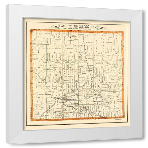 York Michigan Landowner - Everts 1874 White Modern Wood Framed Art Print by Everts