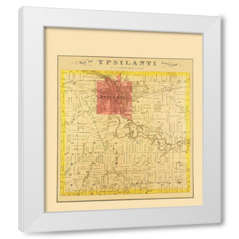 Ypsilanti Michigan Landowner - Everts 1874 White Modern Wood Framed Art Print by Everts