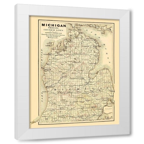 Michigan Lower Peninsula - Tackabury 1873 White Modern Wood Framed Art Print by Tackabury
