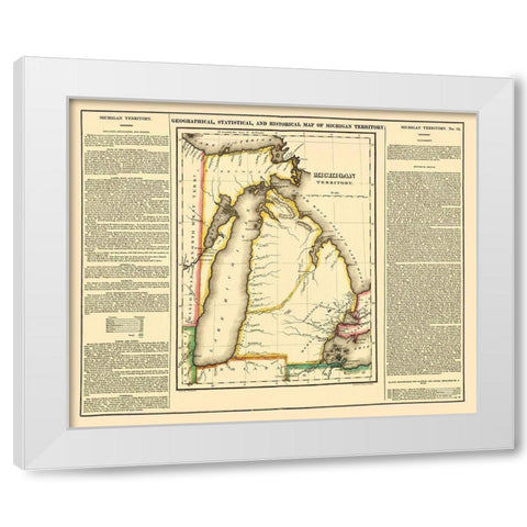 Michigan Territory Geographical Statistical White Modern Wood Framed Art Print by Carey