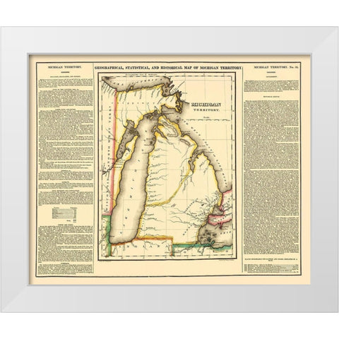 Michigan Territory Geographical Statistical White Modern Wood Framed Art Print by Carey
