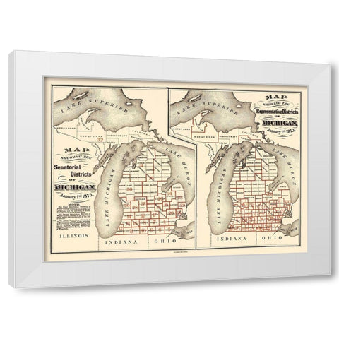 Michigan Senatorial, Representative - Calvart White Modern Wood Framed Art Print by Calvert