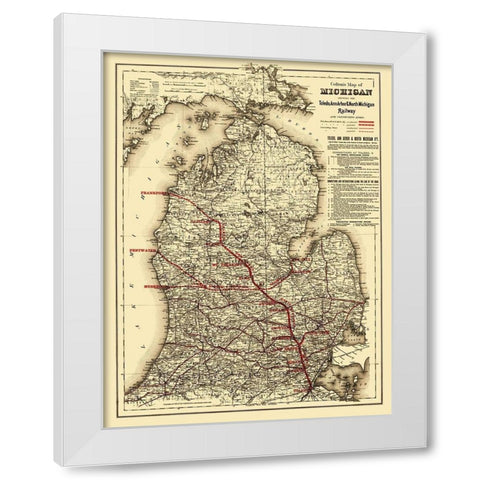 Toledo, Ann Arbor and North Michigan Railway 1886 White Modern Wood Framed Art Print by Colton