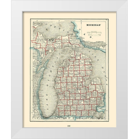 Michigan - Rathbun 1893 White Modern Wood Framed Art Print by Rathbun