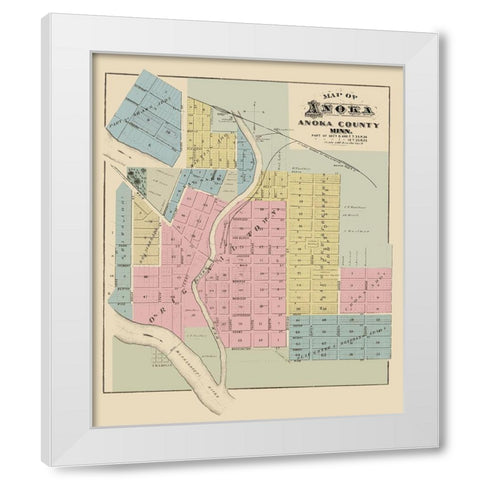 Anoka Minnesota - Andreas 1874 White Modern Wood Framed Art Print by Andreas