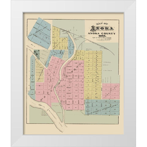 Anoka Minnesota - Andreas 1874 White Modern Wood Framed Art Print by Andreas