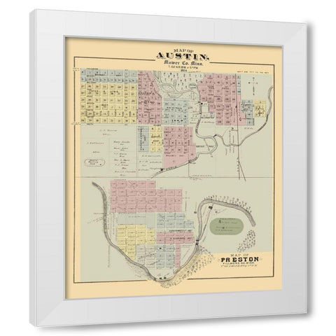 Austin, Preston Minnesota - Andreas 1874 White Modern Wood Framed Art Print by Andreas