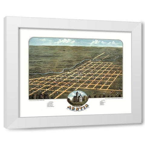 Austin Minnesota - Stoner 1870  White Modern Wood Framed Art Print by Stoner