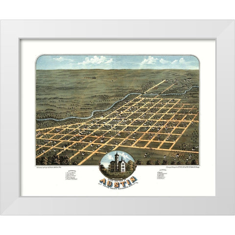 Austin Minnesota - Stoner 1870  White Modern Wood Framed Art Print by Stoner