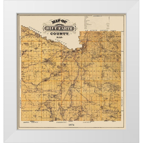 Blue Earth Minnesota Landowner - Andreas 1874 White Modern Wood Framed Art Print by Andreas