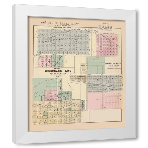 Blue Earth City Minnesota - Andreas 1874 White Modern Wood Framed Art Print by Andreas