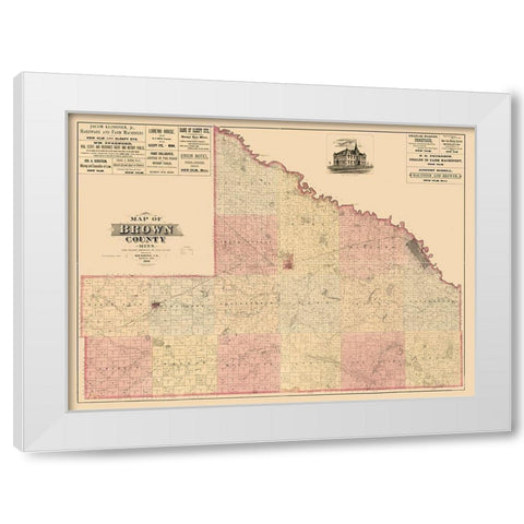 Brown County Minnesota - Haynes 1886  White Modern Wood Framed Art Print by Haynes
