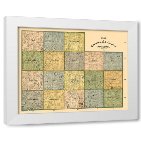 Cottonwood County Minnesota - Peterson 1898  White Modern Wood Framed Art Print by Peterson