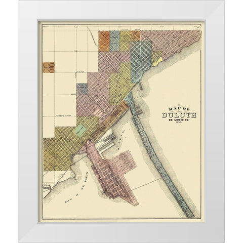Duluth Minnesota - Andreas 1874 White Modern Wood Framed Art Print by Andreas