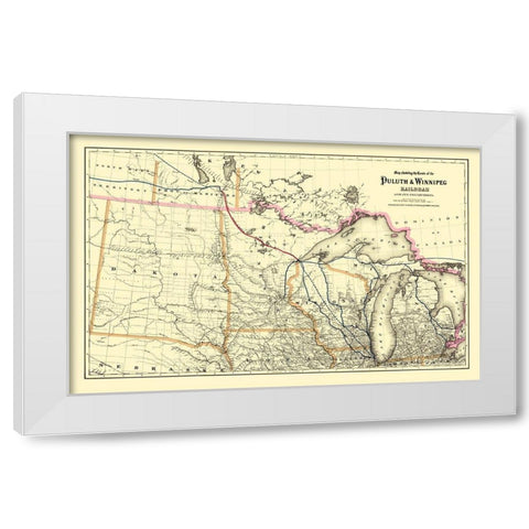 Duluth and Winnipeg Railroad - Colton 1881 White Modern Wood Framed Art Print by Colton