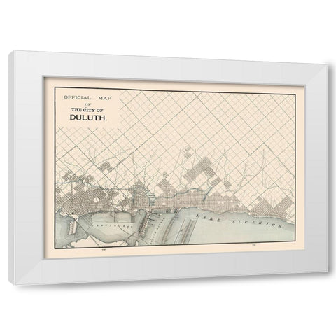 Duluth  Minnesota- Cram 1892 White Modern Wood Framed Art Print by Cram