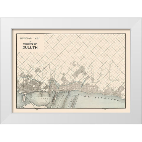 Duluth  Minnesota- Cram 1892 White Modern Wood Framed Art Print by Cram