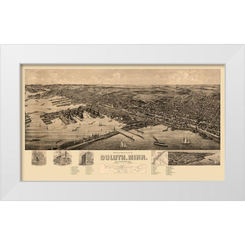 Duluth Minnesota -1893 White Modern Wood Framed Art Print by Unknown