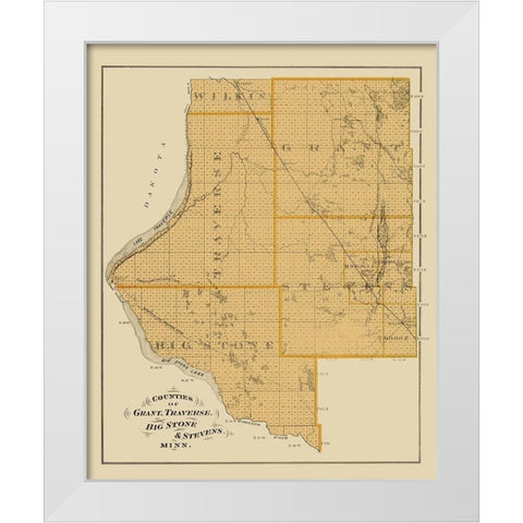 Grant Traverse Big Stone Stevens Minnesota White Modern Wood Framed Art Print by Andreas