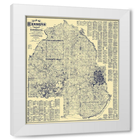 Hennepin Minnesota Landowner - Warner 1879 White Modern Wood Framed Art Print by Warner