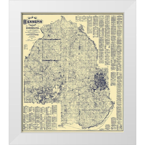 Hennepin Minnesota Landowner - Warner 1879 White Modern Wood Framed Art Print by Warner