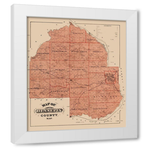 Hennepin Minnesota Landowner - Andreas 1874 White Modern Wood Framed Art Print by Andreas
