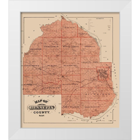 Hennepin Minnesota Landowner - Andreas 1874 White Modern Wood Framed Art Print by Andreas