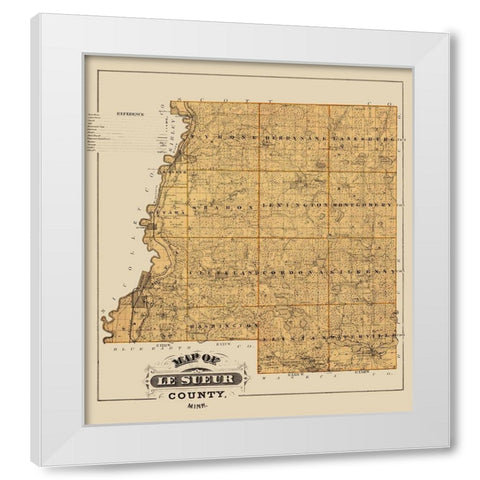Le Sueur Minnesota Landowner - Andreas 1874 White Modern Wood Framed Art Print by Andreas