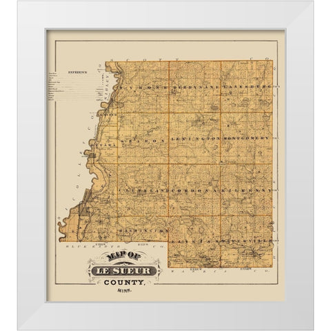 Le Sueur Minnesota Landowner - Andreas 1874 White Modern Wood Framed Art Print by Andreas