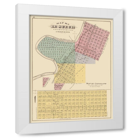 Le Sueur, Cleveland Minnesota - Andreas 1874 White Modern Wood Framed Art Print by Andreas