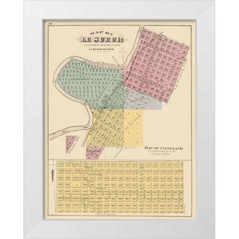 Le Sueur, Cleveland Minnesota - Andreas 1874 White Modern Wood Framed Art Print by Andreas