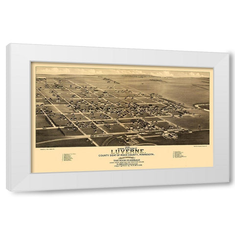 Luverne Minnesota - Stoner 1883  White Modern Wood Framed Art Print by Stoner