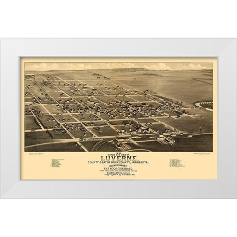 Luverne Minnesota - Stoner 1883  White Modern Wood Framed Art Print by Stoner