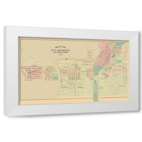 Mankato Minnesota - Andreas 1874 White Modern Wood Framed Art Print by Andreas