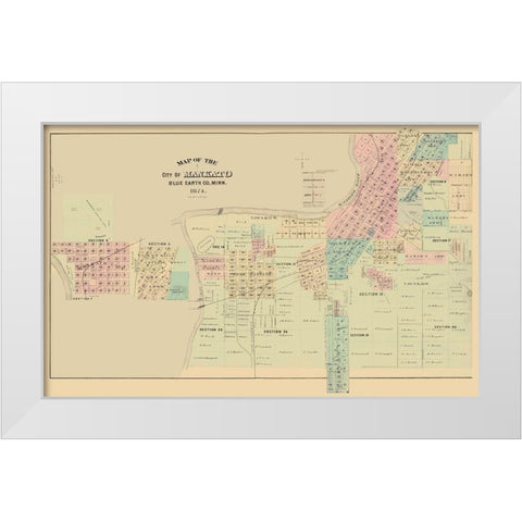 Mankato Minnesota - Andreas 1874 White Modern Wood Framed Art Print by Andreas