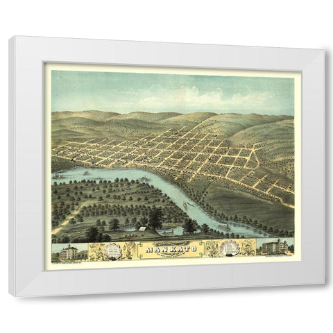 Mankato Minnesota - Stoner 1870  White Modern Wood Framed Art Print by Stoner