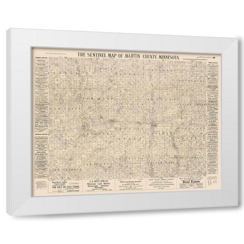 Martin County Minnesota - Day 1901  White Modern Wood Framed Art Print by Day