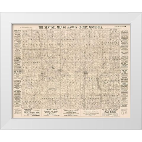 Martin County Minnesota - Day 1901  White Modern Wood Framed Art Print by Day