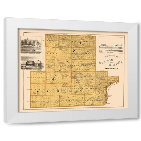 Mcleod  Sibley Minnesota Landowner - Andreas 1874 White Modern Wood Framed Art Print by Andreas