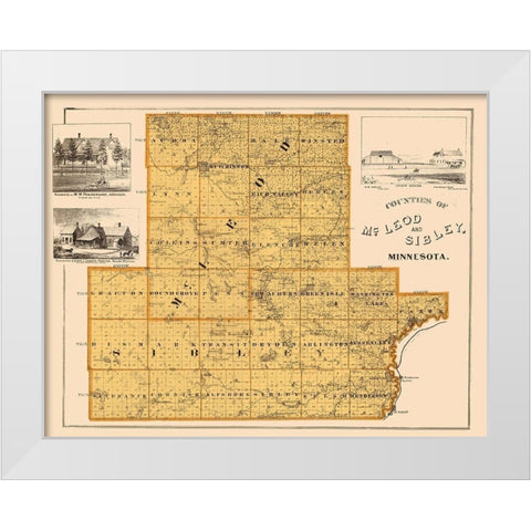 Mcleod  Sibley Minnesota Landowner - Andreas 1874 White Modern Wood Framed Art Print by Andreas