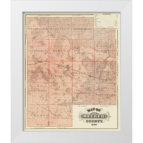 Meeker Minnesota Landowner - Andreas 1874 White Modern Wood Framed Art Print by Andreas