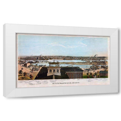 Minneapolis Minnesota - Shober 1874 White Modern Wood Framed Art Print by Shober